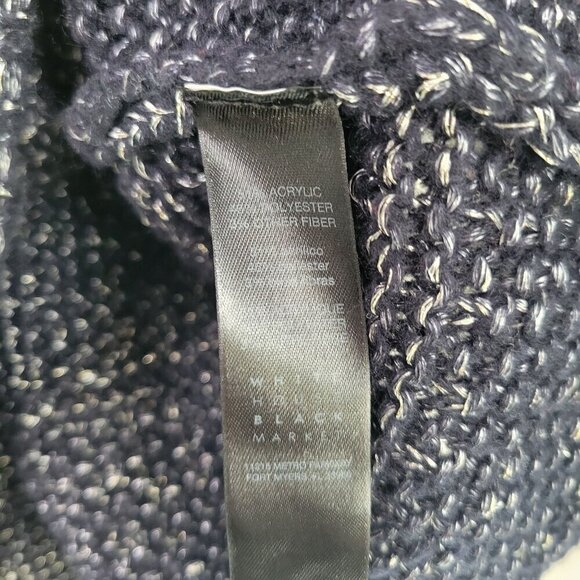 White House Black Market Women's Navy, Silver Metallic Long Tunic Sweater Size S - Picture 7 of 11